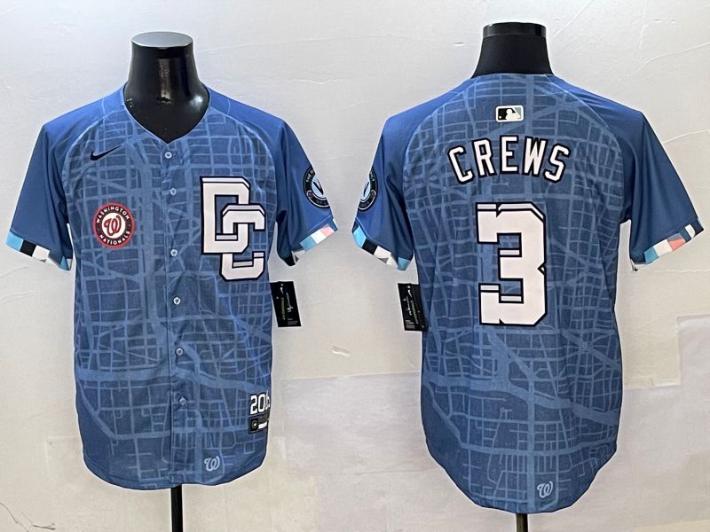 Men Washington Nationals #3 Crews Blue Joint Name Nike 2025 MLB Jersey style 8